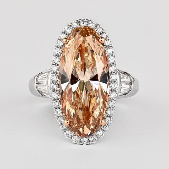 GIA Certified 6 Carat Fancy Light Yellow-Brown Diamond 18K White Gold Ring