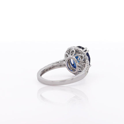 GIA Certified 6.01 Carat Sapphire & Diamond in Halo Engagement Ring