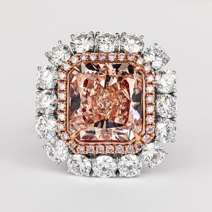 GIA Certified 6.53 Carat Fancy Pink & White Diamond Ring in 18K Rose Gold