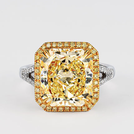 GIA Certified 6.6 Carat Fancy Yellow Diamond 18K Gold Split Shank Ring