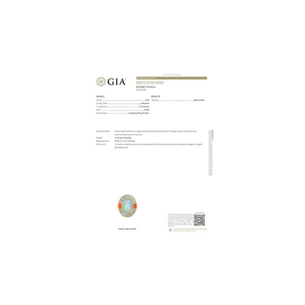 GIA Certified 8 Carat White Opal With Orange Garnet & Aquamarine Halo Ring