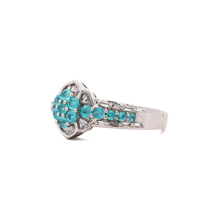 GIA Certified Brazilian Paraiba Tourmaline Cluster Ring