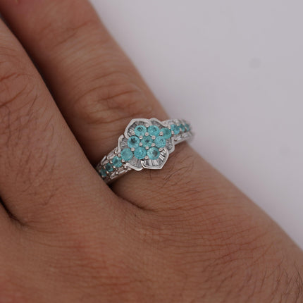 GIA Certified Brazilian Paraiba Tourmaline Cluster Ring