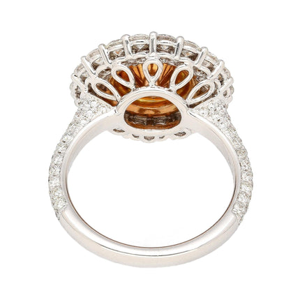 GIA Certified Fancy Pink 3.1 CTW Diamond Double Halo Ring