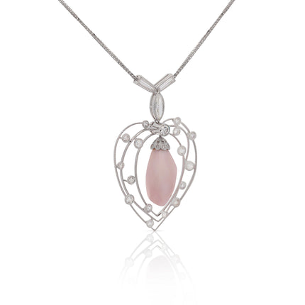 GIA Certified Natural Pink Saltwater Conch Pearl Vintage Necklace