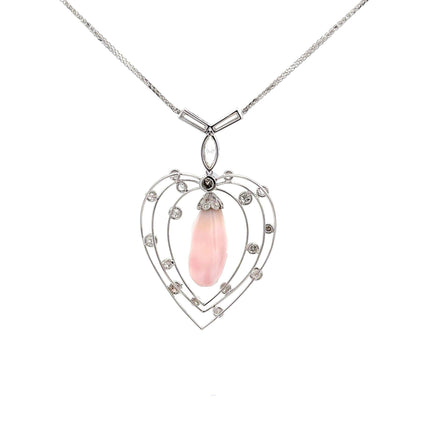 GIA Certified Natural Pink Saltwater Conch Pearl Vintage Necklace