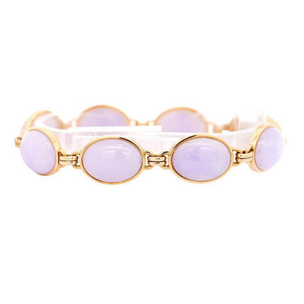 Gump's San Francisco Lavender Jade Link Bracelet and Earring Set