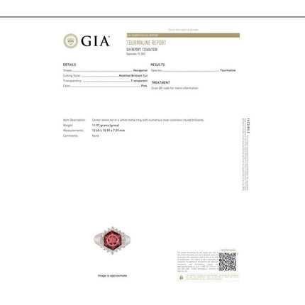 Hexagonal Cut Pink Tourmaline Round Diamond Halo Cocktail Ring-Time and Carat