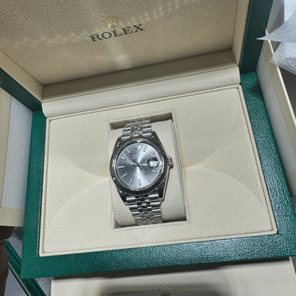 Rolex Datejust Rhodium Stick Dial Fluted Bezel Jubilee Bracelet 126334 Full Set 2021