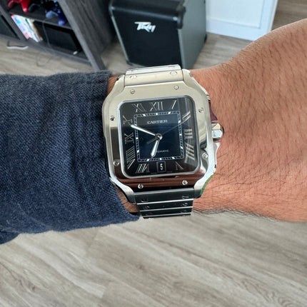 Cartier Santos 4072 Large Blue Roman Dial Full Set