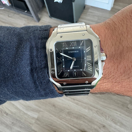 Cartier Santos 4072 Large Blue Roman Dial Full Set