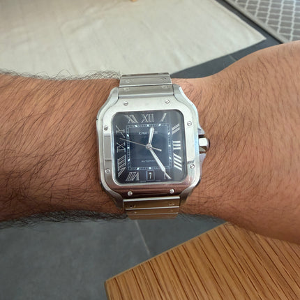 Cartier Santos 4072 Large Blue Roman Dial Full Set