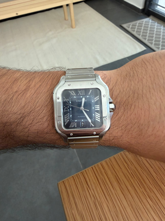 Cartier Santos 4072 Large Blue Roman Dial Full Set