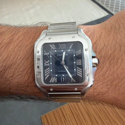 Cartier Santos 4072 Large Blue Roman Dial Full Set