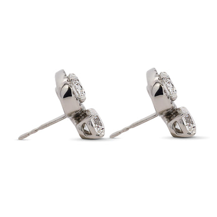 3.86ctw Round Diamond Wave Platinum Earrings | GIA