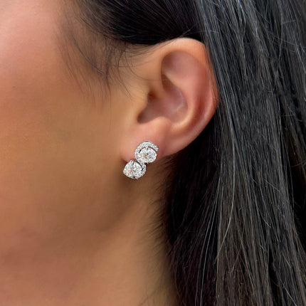 3.86ctw Round Diamond Wave Platinum Earrings | GIA