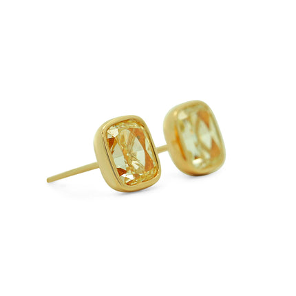 4.03ctw Fancy Yellow Cushion Diamond Stud Earrings | GIA