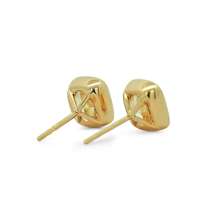 4.03ctw Fancy Yellow Cushion Diamond Stud Earrings | GIA
