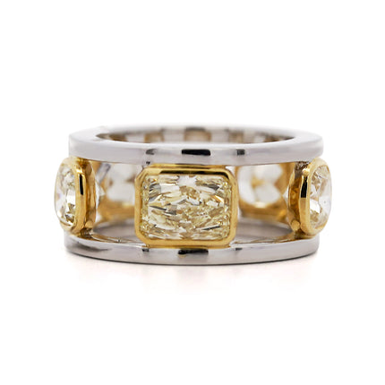 5.42ctw Yellow Radiant Cushion Diamond Platinum 18K Ring | GIA