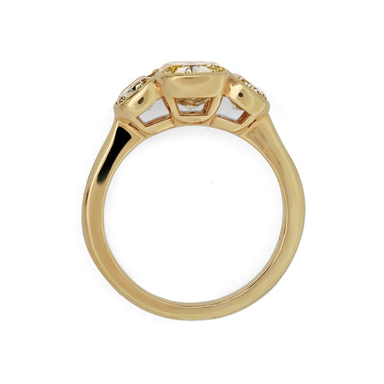 6.46ctw Cushion Diamond & Fancy Vivid Yell0w 3-Stone Ring 18K | GIA