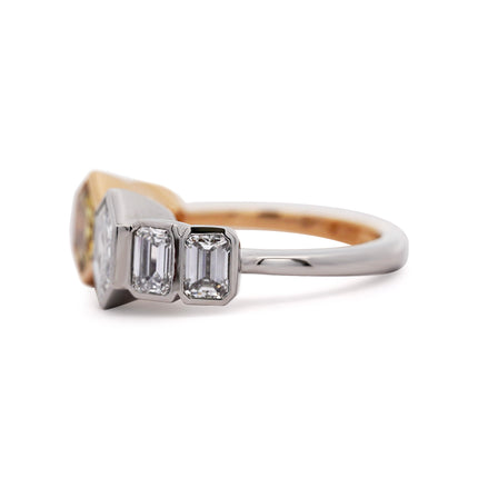 3.19ctw Hexagonal Step Cut Diamond Twin Ring Platinum 18K | GIA