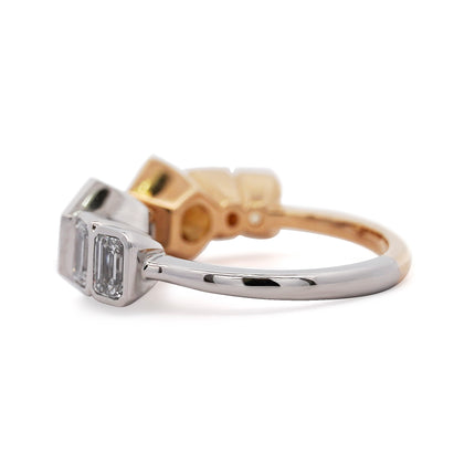 3.19ctw Hexagonal Step Cut Diamond Twin Ring Platinum 18K | GIA