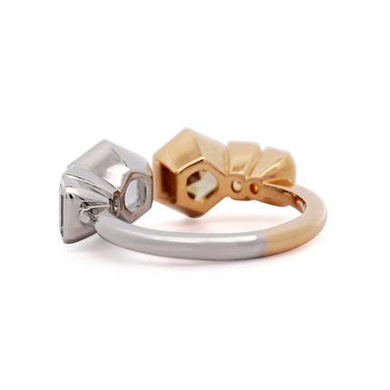 3.19ctw Hexagonal Step Cut Diamond Twin Ring Platinum 18K | GIA