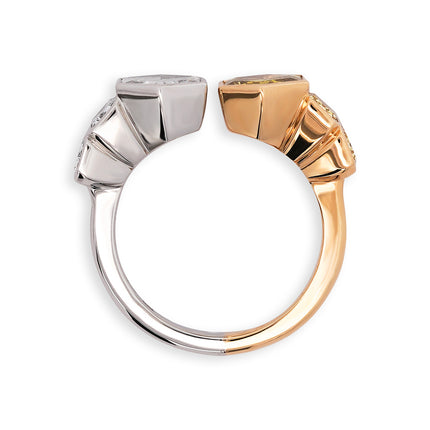 3.19ctw Hexagonal Step Cut Diamond Twin Ring Platinum 18K | GIA