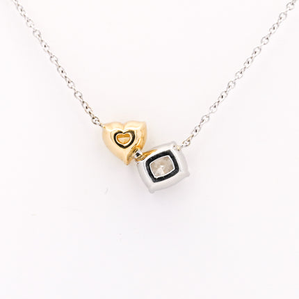 1.73 Carat Fancy Intense Yellow Heart & Cushion Diamond Toi et Moi Pendant | GIA