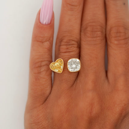 3.63ctw Fancy Yellow Diamond Toi Et Moi 18K Gold Ring | GIA