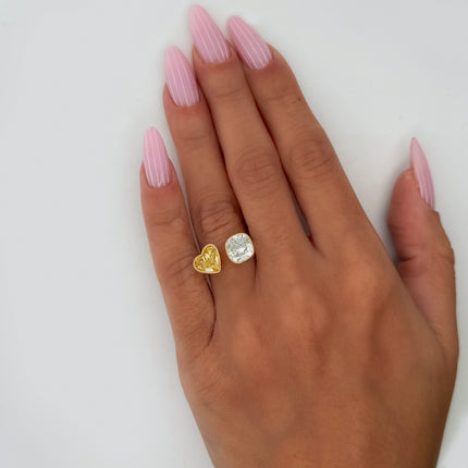 3.63ctw Fancy Yellow Diamond Toi Et Moi 18K Gold Ring | GIA