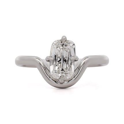 1.05ct Elongated Cushion Diamond G/VS2 Platinum Compass Curve Solitaire Ring | GIA