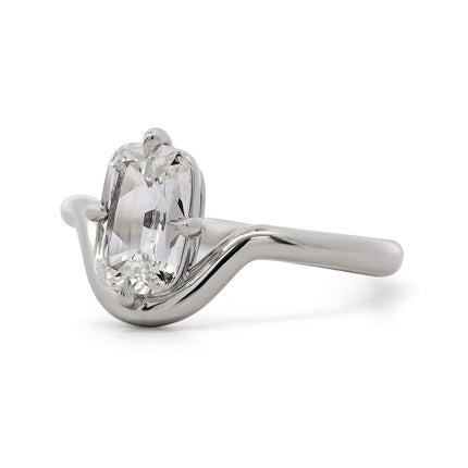 1.05ct Elongated Cushion Diamond G/VS2 Platinum Compass Curve Solitaire Ring | GIA