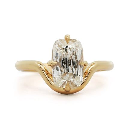 1.50ct Cushion J/SI1 Diamond Solitaire 18K Gold Compass Curve Solitaire Ring | GIA