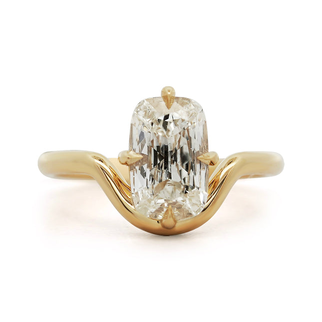 1.50ct Cushion J/SI1 Diamond Solitaire 18K Gold Compass Curve Solitaire Ring | GIA