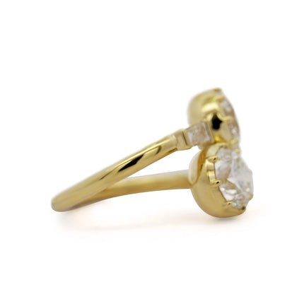 3.36ctw Round Diamond Toi et Moi Bypass Ring 18K Gold | GIA