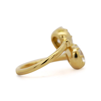 3.36ctw Round Diamond Toi et Moi Bypass Ring 18K Gold | GIA