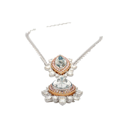 Marquise Pear Cut Fancy Gray Diamond Pink Diamond Halo Pendant Necklace-Time and Carat
