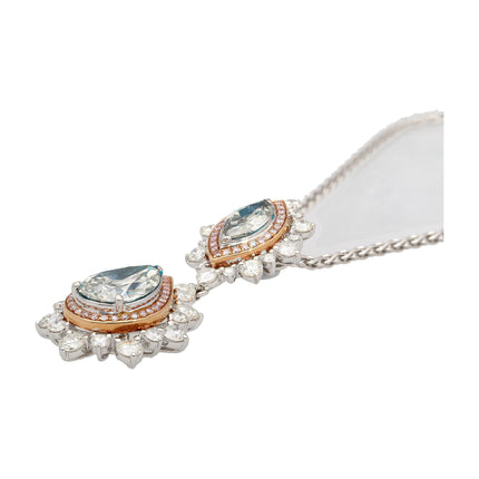 Marquise Pear Cut Fancy Gray Diamond Pink Diamond Halo Pendant Necklace-Time and Carat