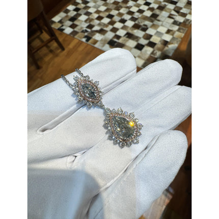 Marquise Pear Cut Fancy Gray Diamond Pink Diamond Halo Pendant Necklace-Time and Carat