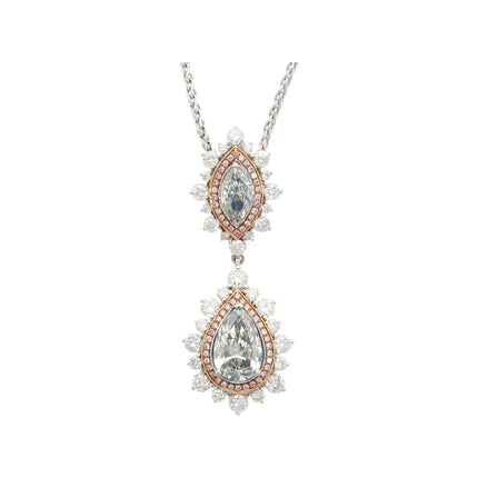 Marquise Pear Cut Fancy Gray Diamond Pink Diamond Halo Pendant Necklace-Time and Carat