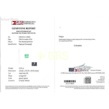 Matching Pair Colombian Emerald Cut Pastel Green Emerald Diamond Drop Earrings-Time and Carat