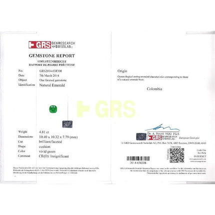 Matching Pair Cushion Cut Colombian Emerald Round Diamond Earrings-Time and Carat