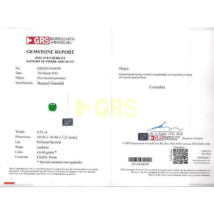 Matching Pair Cushion Cut Colombian Emerald Round Diamond Earrings-Time and Carat