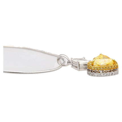 Natural GIA Certified 2.02 Carat Fancy Yellow Diamond Heart Platinum Necklace