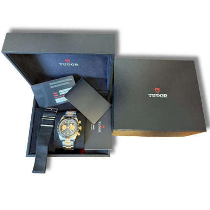 Tudor Black Bay Chrono S&G 41mm 2-Tone Black Dial Watch | Full Set Pre-Owned