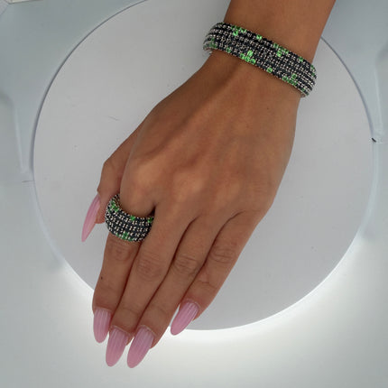 30 Carat Roberto Coin Sapphire and Tsavorite Ring, Earring Bracelet Set | GAL