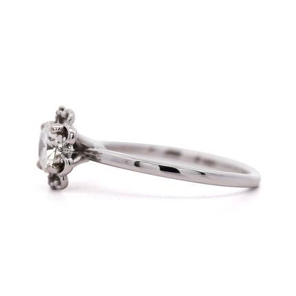 0.96ctw Round Brilliant Diamond Floral Ring 14K White Gold | GIA