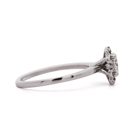 0.96ctw Round Brilliant Diamond Floral Ring 14K White Gold | GIA