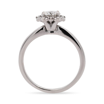 0.96ctw Round Brilliant Diamond Floral Ring 14K White Gold | GIA